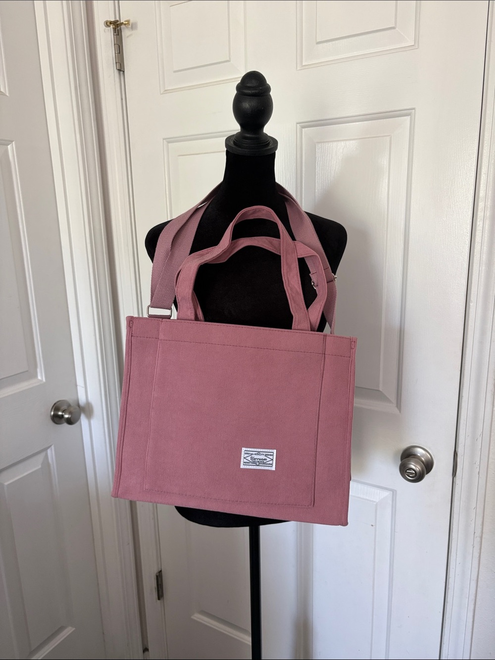 UERRUAM Corduroy Tote Bag in Dusty Rose